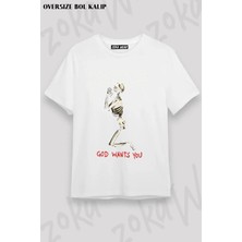 Unisex Oversize Kalıp Kanye West Yeezus Tasarım Baskılı Tshirt