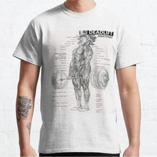 Bol Kalıp Unisex Deadlift Muscle Chart Anatomy Diagram Anime Gym Motivational Tasarım Baskılı Tshirt