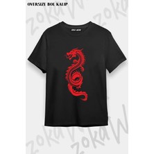 Unisex Oversize Kalıp Ejderha V5 Tasarım Baskılı Tshirt