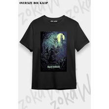 Unisex Oversize Kalıp Iron Maiden Hallowed Tasarım Baskılı Tshirt
