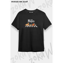 Unisex Oversize Kalıp Hakuna Matata, Beatles Road Tişört Tasarım Baskılı Tshirt