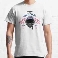 Bol Kalıp Unisex Top Gun: Maverick Test Pilot Helmet Poster Tasarım Baskılı Tshirt