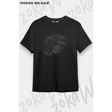 Unisex Oversize Kalıp Game Of Thrones House Tasarım Baskılı Tshirt