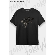 Unisex Oversize Kalıp Game Of Thrones Kurt Tasarım Baskılı Tshirt
