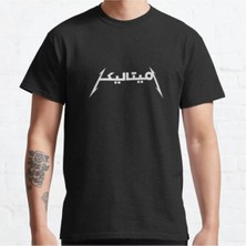 Bol Kalıp Unisex Metallica Urdu Typography Tasarım Baskılı Tshirt