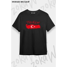 Unisex Oversize Kalıp Türkiye Haritalı ve Bayraklı Tasarım Baskılı Tshirt