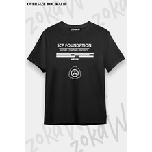Unisex Oversize Kalıp Scp Foundation Secure Contain Tasarım Baskılı Tshirt