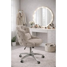 SR Dekoratif Çalışma Sandalyesi Taş Rengi – Makyaj Masası, Butik ve Home Office Kullanım