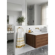 Kumsal Jakarlı Banyo Havlusu 90X140 cm Hardal