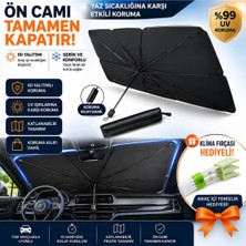 Buççin Online Mağaza Mini Klima Temizleme Fırçası Hediyeli Araç Ön Cam Güneşlik Şemsiyesi Katlanabilir Uv Korumalı Isı Ya