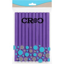 Croc 1250 Mor 10LU Sosis Bigudi Seti | Isısız Esnek Saç Şekillendirici | Doğal Dalga ve Bukle Için Latex Köpük Bigudi BOY:22CM Çap:1.5cm