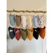 3Baby 12 Adet %100 Organik Pamuk Çift Katlı Iki Çıtçıtlı Müslin Bebek Fular & Salya Önlük