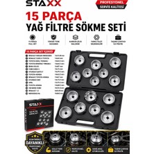 Staxx Power 16 Parça Yağ Filtre Sökme Seti  Universal Filtre Lokma Anahtar Takımı Cup Tip Servis Tipi Full Set