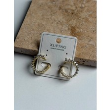 Luckyb Store Taşlı Daire Dönen Küpe Gold Renk