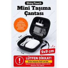 ShinyTouch Çok Amaçlı Sert Kapaklı Mini Taşıma Çantası - Kulaklık, Şarj Aleti ve Kablo Düzenleyici (9x9 Cm)