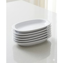Biodata 12 Adet  Melamin Oval Kayık Tabak Seti 15 x 9 cm - Kahvaltılık ve Mezelik Servis Tabağı Beyaz
