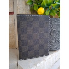 Buççin Online Mağaza Ruhsat Kabı Haki Ekose Desenli Deri