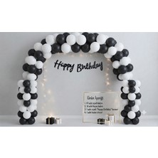 Çavuş E-Ticaret Siyah Happy Bırthday Yazısı Siyah Beyaz Balon Parti Seti Doğum Günü Seti Taraftar Beşiktaş Balon Seti