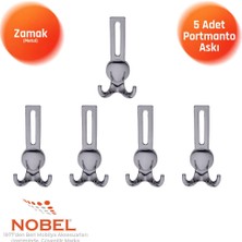 Nobel Solo Lüks Portmanto Askı, Metal, Vestiyer Askı, 210 Gr, Dolap Askılık, Duvar Askılığı, Füme (Vidalı)5 Adet