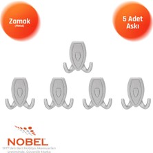 Nobel Zepli̇n Askı, Metal Vestiyer Askısı, Matkrom Matkrom, Duvar ve Dolap Askılığı (5'li Set) Vidalı