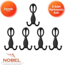 Nobel Arya Portmanto Askısı, Metal Vestiyer Askısı, Matsiyah, Duvar ve Dolap Askılığı (5'li Set) Vidalı