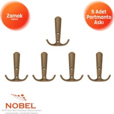Nobel Focus Portmanto Askısı, Metal Vestiyer Askısı, Anti̇k Sari, Duvar ve Dolap Askılığı (5'li Set) Vidalı