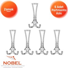 Nobel Enez Portmanto Askısı, Metal Vestiyer Askısı, Krom, Duvar ve Dolap Askılığı (5'li Set) Vidalı