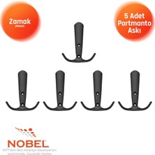 Nobel Focus Portmanto Askısı, Metal Vestiyer Askısı, Matsiyah, Duvar ve Dolap Askılığı (5'li Set) Vidalı