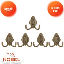 Nobel Has Askı, Metal Vestiyer Askısı, Anti̇k Sari, Duvar ve Dolap Askılığı (5'li Set) Vidalı