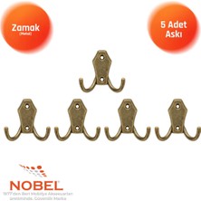 Nobel Ri̇ko Askı, Metal Vestiyer Askısı, Anti̇k Sari, Duvar ve Dolap Askılığı (5'li Set) Vidalı