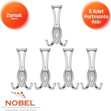 Nobel Zepli̇n Portmanto Askısı, Metal Vestiyer Askısı, Açik Krom Matkrom, Duvar ve Dolap Askılığı (5'li Set) Vidalı