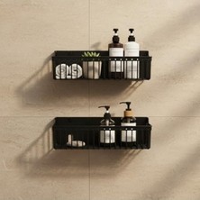 Die Grup Yapışkanlı Plastik Banyo Rafı, Su Tahliyeli ve Düzenleyici 2'li Set