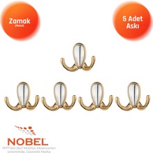 Nobel Ari̇s Askı, Metal Vestiyer Askısı, Altin Matkrom, Duvar ve Dolap Askılığı (5'li Set) Vidalı