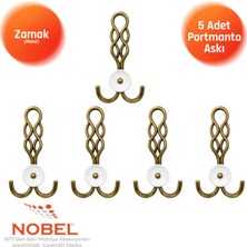Nobel Örgü Portmanto Askısı, Metal Vestiyer Askısı, Anti̇k Sari, Duvar ve Dolap Askılığı (5'li Set) Vidalı