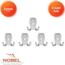 Nobel Zepli̇n Askı, Metal Vestiyer Askısı, Krom Matkrom, Duvar ve Dolap Askılığı (5'li Set) Vidalı