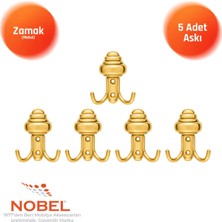 Nobel Sarikli Askı, Metal Vestiyer Askısı, Altin, Duvar ve Dolap Askılığı (5'li Set) Vidalı