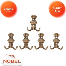 Nobel Çi̇zgi̇li̇ Askı, Metal Vestiyer Askısı, Anti̇k Sari, Duvar ve Dolap Askılığı (5'li Set) Vidalı