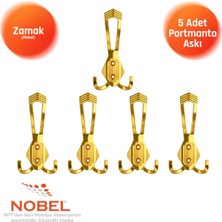 Nobel Has Portmanto Askısı, Metal Vestiyer Askısı, Altin, Duvar ve Dolap Askılığı (5'li Set) Vidalı