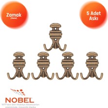 Nobel Kemerli̇ Askı, Metal Vestiyer Askısı, Anti̇k Sari, Duvar ve Dolap Askılığı (5'li Set) Vidalı