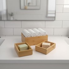 Die Grup 3'lü Modüler Bambu Organizer Set, Çok Amaçlı Düzenleyici