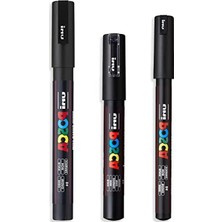 Die Grup Ultra Ince Boya Marker Kalem Seti, 3'lü Paket, Siyah Mürekkep