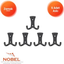 Nobel Emet Askı, Metal Vestiyer Askısı, Matsiyah, Duvar ve Dolap Askılığı (5'li Set) Vidalı
