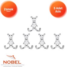 Nobel Enez Askı, Metal Vestiyer Askısı, Krom, Duvar ve Dolap Askılığı (5'li Set) Vidalı