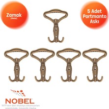 Nobel Klasi̇k Portmanto Askısı, Metal Vestiyer Askısı, Anti̇k Sari, Duvar ve Dolap Askılığı (5'li Set) Vidalı