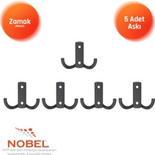 Nobel Noktali Askı, Metal Vestiyer Askısı, Matsiyah, Duvar ve Dolap Askılığı (5'li Set) Vidalı