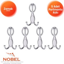 Nobel Arya Portmanto Askısı, Metal Vestiyer Askısı, Krom, Duvar ve Dolap Askılığı (5'li Set) Vidalı