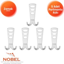 Nobel Seylan Portmanto Askısı, Metal Vestiyer Askısı, Krom, Duvar ve Dolap Askılığı (5'li Set) Vidalı