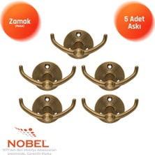 Nobel Fonksi̇yonel Askı, Metal Vestiyer Askısı, Anti̇k Sari, Duvar ve Dolap Askılığı (5'li Set) Vidalı