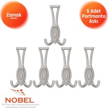 Nobel Zepli̇n Portmanto Askısı, Metal Vestiyer Askısı, Matkrom Matkrom, Duvar ve Dolap Askılığı (5'li Set) Vidalı