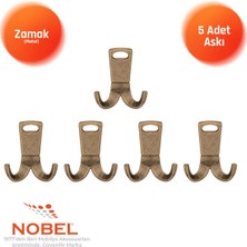 Nobel Seylan Askı, Metal Vestiyer Askısı, Anti̇k Sari, Duvar ve Dolap Askılığı (5'li Set) Vidalı
